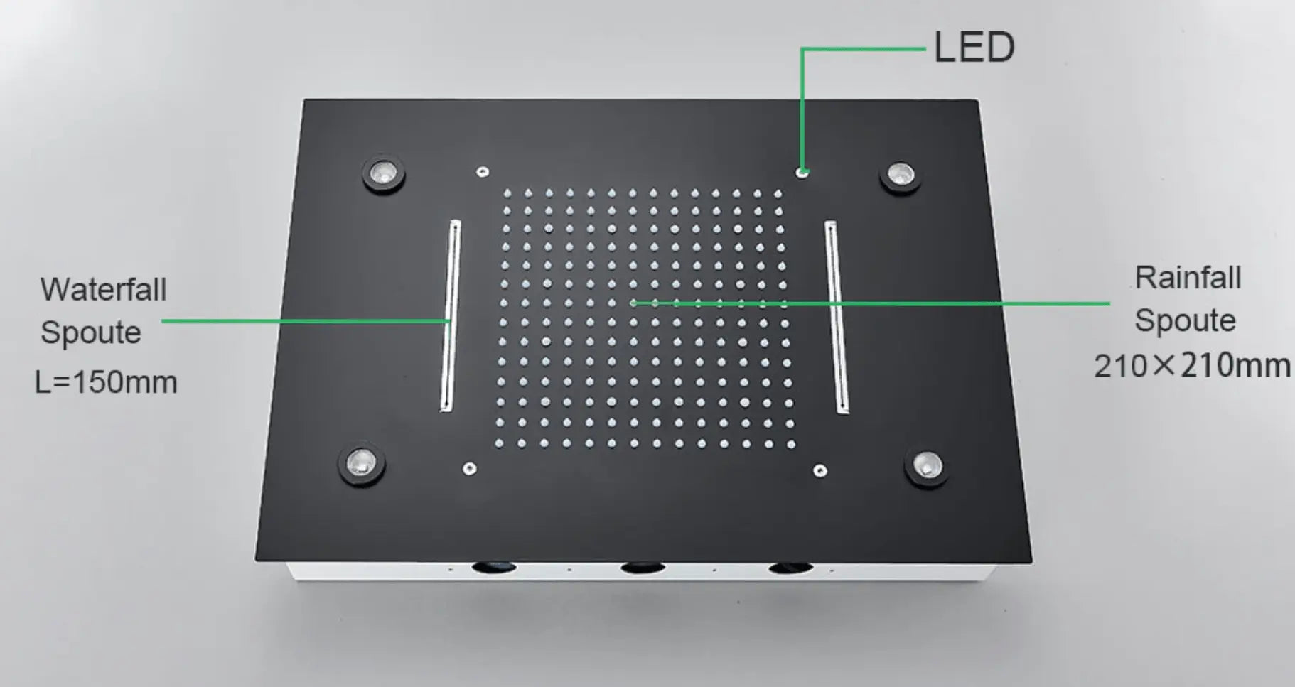 SaniSupreme Digitale Doucheset Manhattan Premium 3- weg LCD regendouche met LED Plafond Inbouwdouche 50 x 35 cm. Mat Zwart