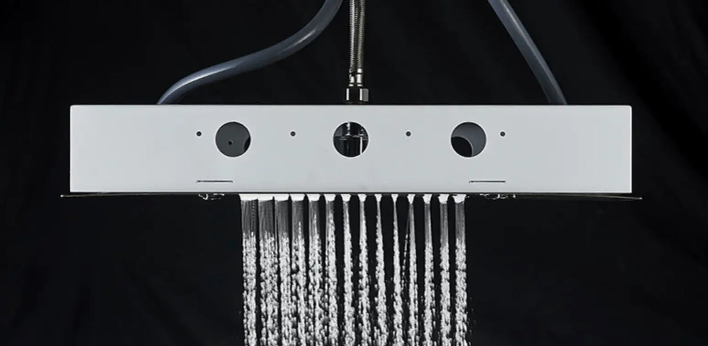 SaniSupreme Digitale Doucheset Manhattan Premium 3- weg LCD regendouche met LED Plafond Inbouwdouche 50 x 35 cm. Mat Zwart