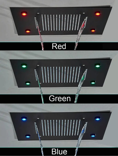 SaniSupreme Digitale Doucheset Manhattan Premium 3- weg LCD regendouche met LED Plafond Inbouwdouche 50 x 35 cm. Mat Zwart