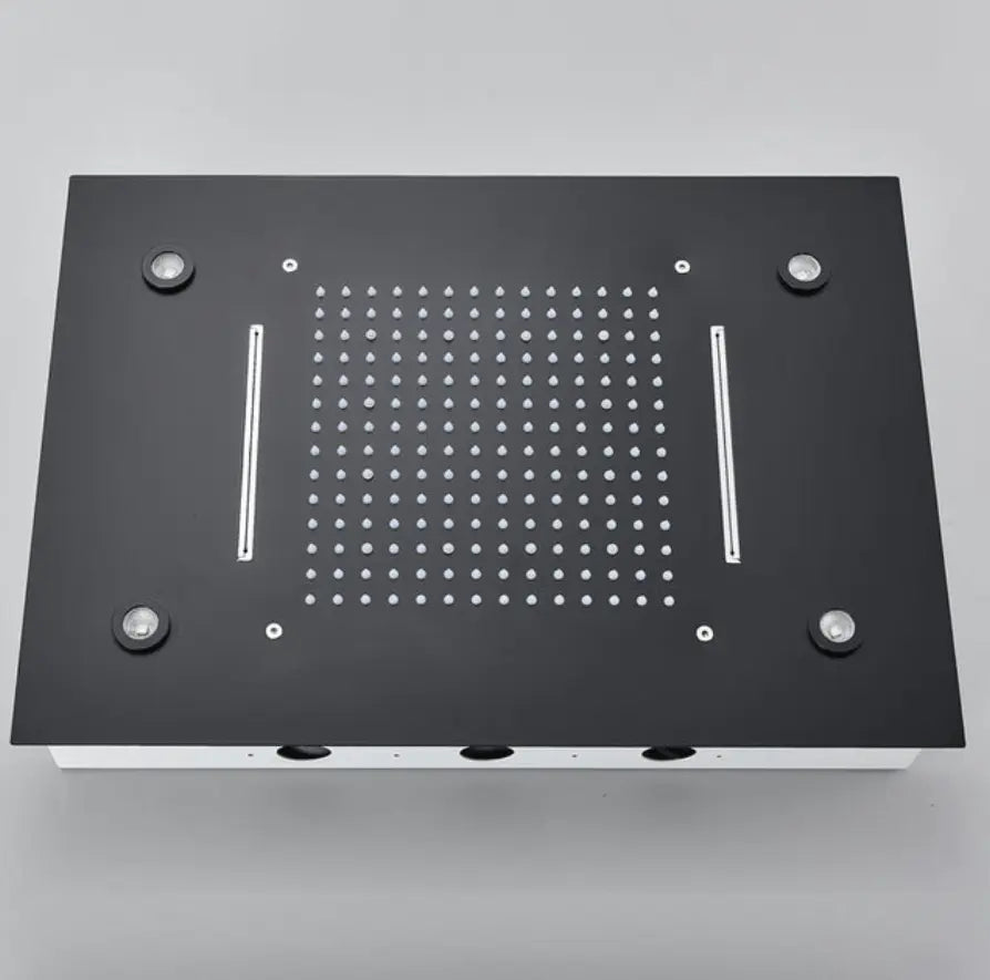 SaniSupreme Digitale Doucheset Manhattan Premium 3- weg LCD regendouche met LED Plafond Inbouwdouche 50 x 35 cm. Mat Zwart