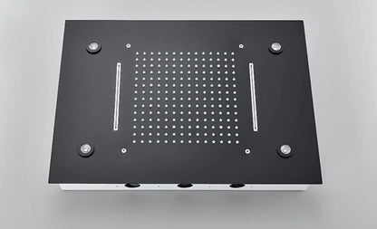 SaniSupreme Digitale Doucheset Manhattan Premium 3- weg LCD regendouche met LED Plafond Inbouwdouche 50 x 35 cm. Mat Zwart