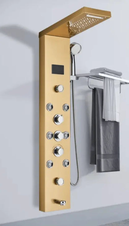 SaniSupreme® Douchepaneel Opbouwdouche Sardinia LCD Premium goud