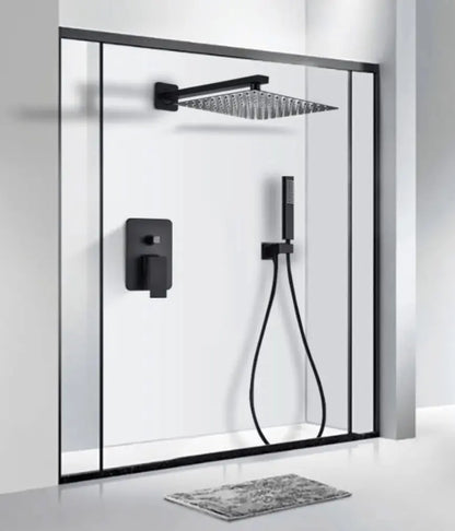 SaniSupreme Doucheset Bolivia Premium 40 cm. regendouche vierkant 2 - weg zwart inbouw