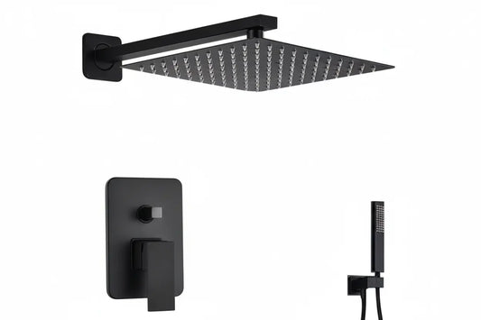 SaniSupreme Doucheset Bolivia Premium 40 cm. regendouche vierkant 2 - weg zwart inbouw