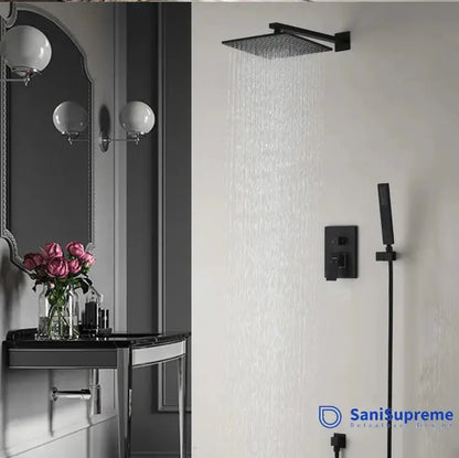 SaniSupreme Doucheset Bolivia Premium 40 cm. regendouche vierkant 2 - weg zwart inbouw