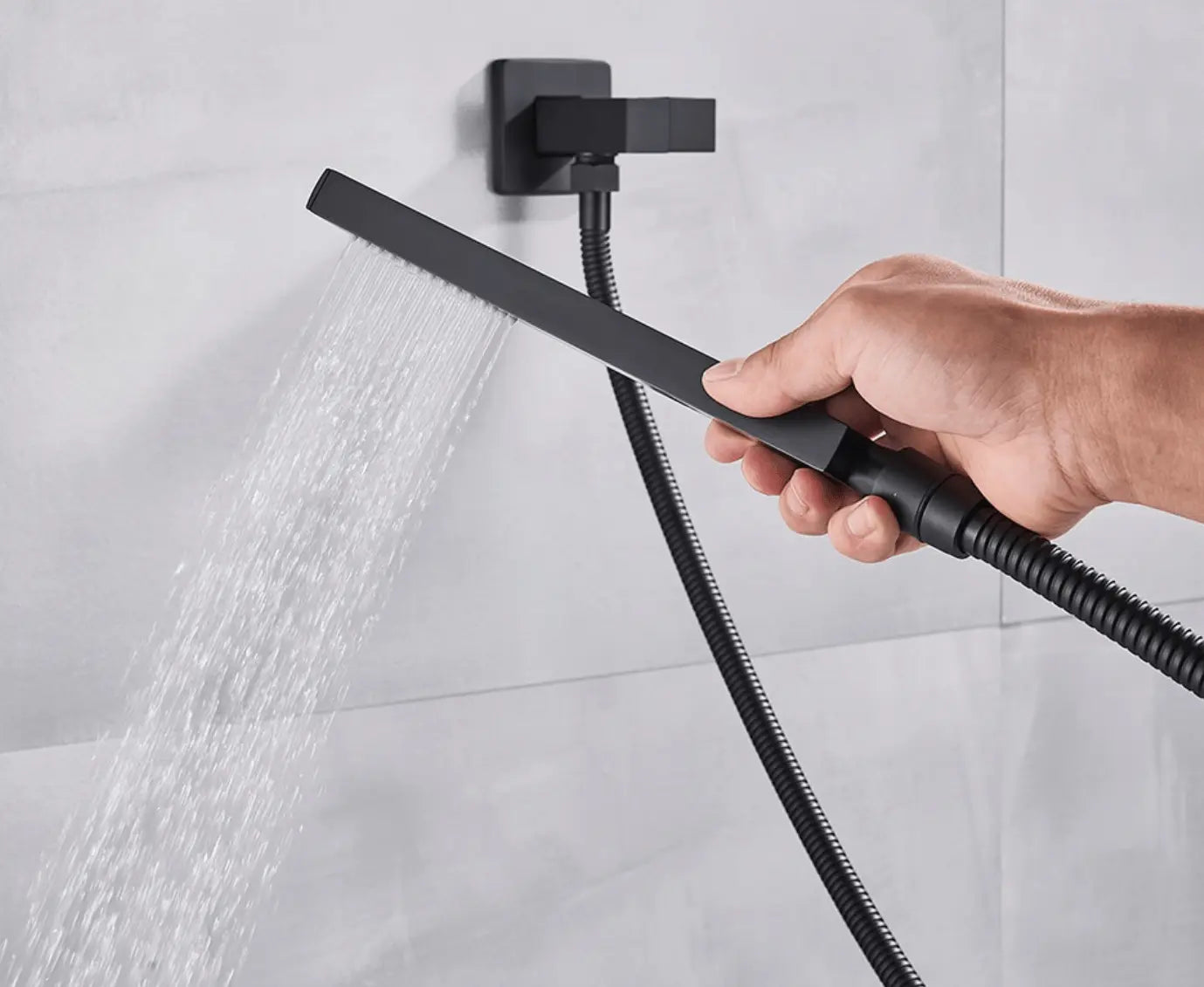 SaniSupreme Doucheset Costa Rica 10 inch regendouche vierkant 2 - weg zwart inbouw