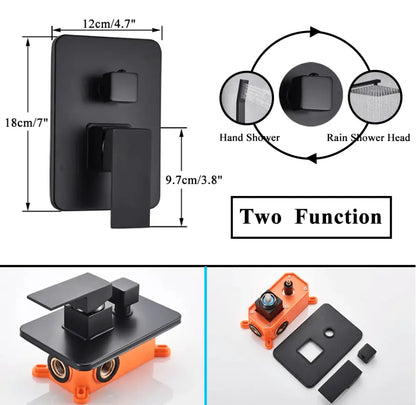 SaniSupreme Doucheset Costa Rica 10 inch regendouche vierkant 2 - weg zwart inbouw
