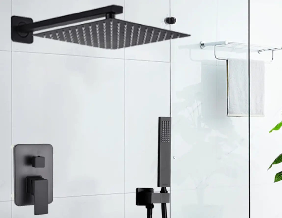 SaniSupreme Doucheset Costa Rica 10 inch regendouche vierkant 2 - weg zwart inbouw