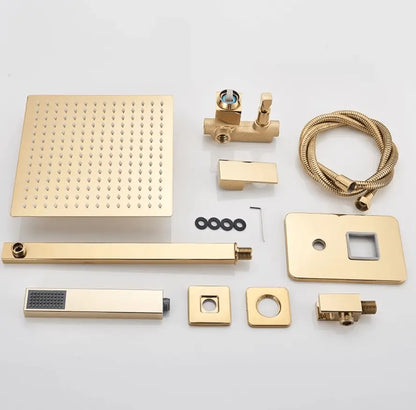 SaniSupreme Doucheset Costa Rica 12 inch regendouche vierkant 2 - weg goud glans inbouw