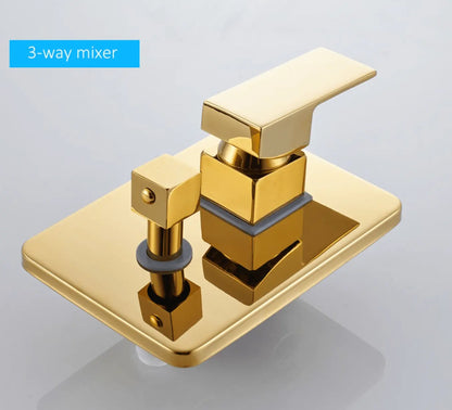 SaniSupreme Doucheset Costa Rica 8 inch regendouche vierkant 2 - weg goud glans inbouw