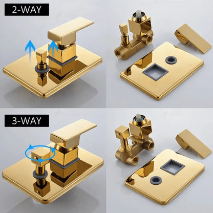 SaniSupreme Doucheset Costa Rica 8 inch regendouche vierkant 2 - weg goud glans inbouw