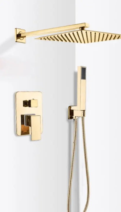 SaniSupreme Doucheset Costa Rica 8 inch regendouche vierkant 2 - weg goud glans inbouw