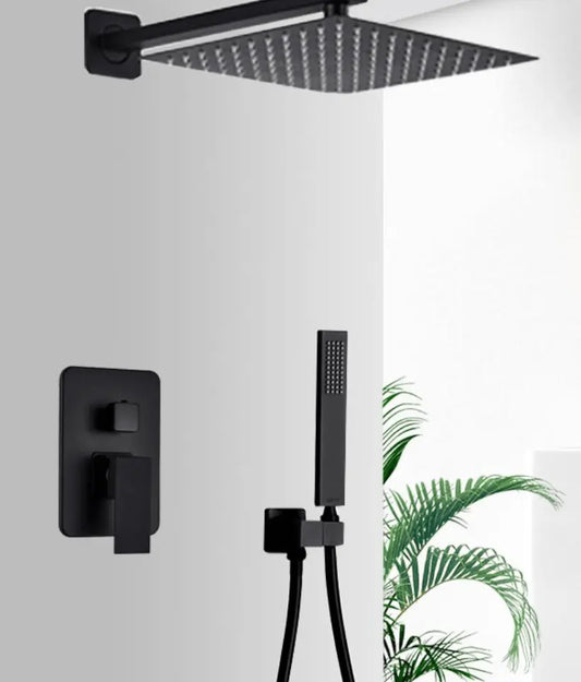 SaniSupreme Doucheset Costa Rica 8 inch regendouche vierkant 2 - weg zwart inbouw