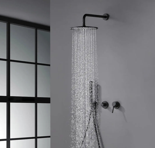 SaniSupreme® Doucheset Grand Canyon 10 inch / 25cm regendouche rond 2 - weg zwart inbouw