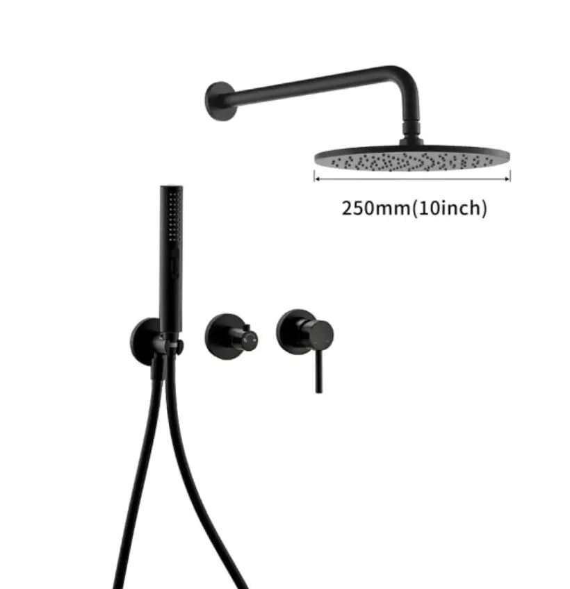 SaniSupreme® Doucheset Grand Canyon 10 inch / 25cm regendouche rond 2 - weg zwart inbouw