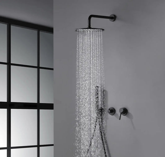 SaniSupreme Doucheset Grand Canyon 12 inch / 30cm regendouche rond 2 - weg zwart inbouw