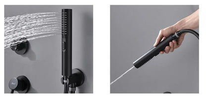 SaniSupreme Doucheset Grand Canyon 12 inch / 30cm regendouche rond 2 - weg zwart inbouw