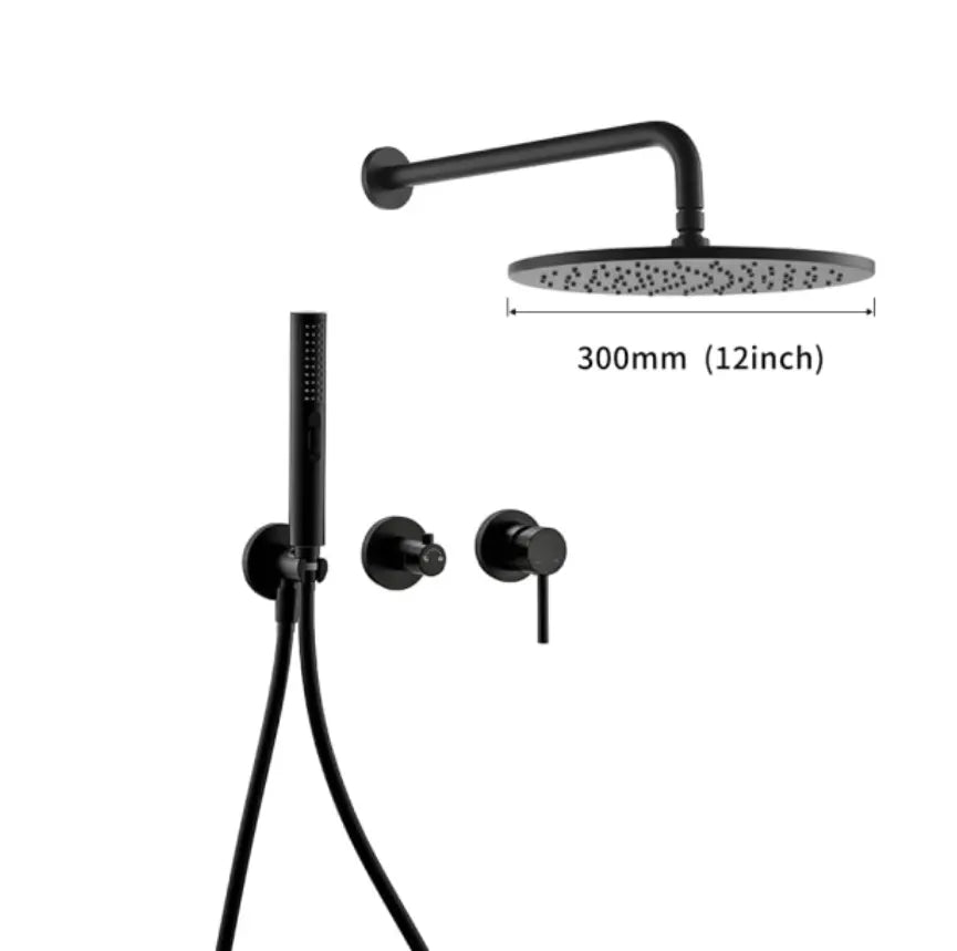 SaniSupreme Doucheset Grand Canyon 12 inch / 30cm regendouche rond 2 - weg zwart inbouw