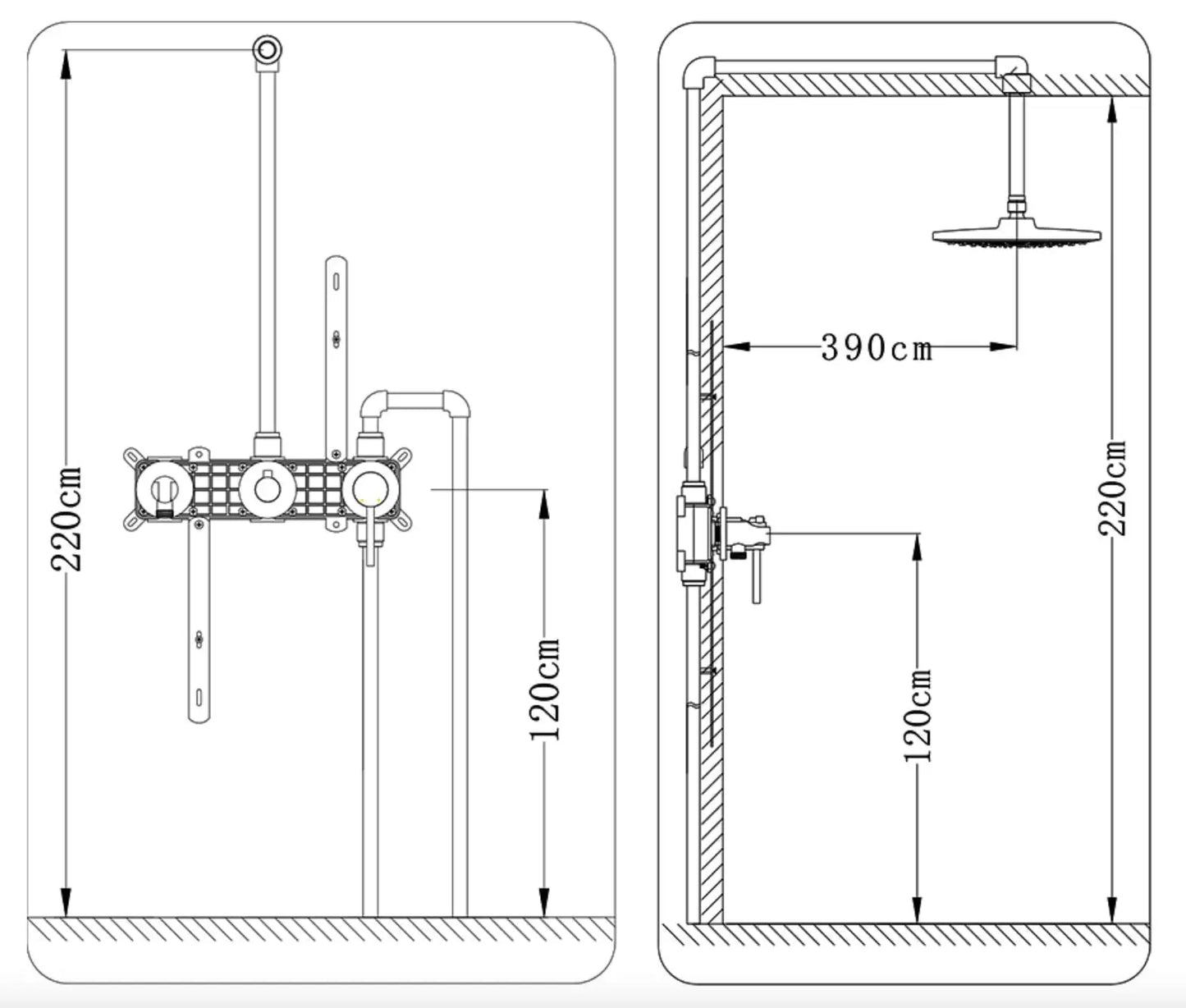 SaniSupreme Doucheset Grand Canyon 12 inch / 30cm regendouche rond 2 - weg zwart inbouw