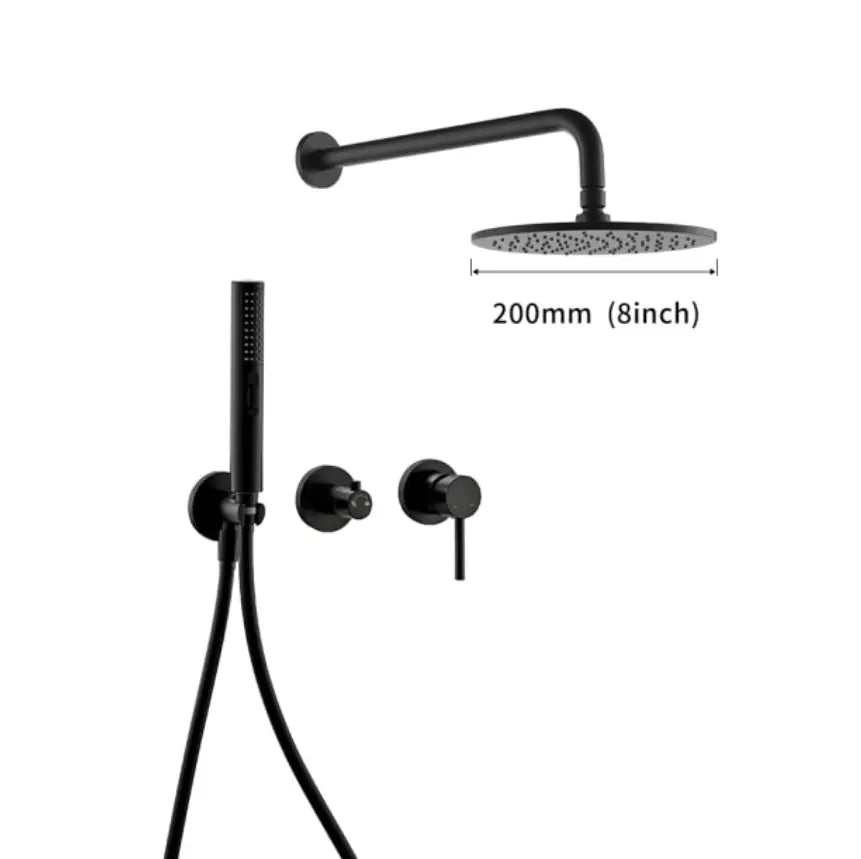 SaniSupreme Doucheset Grand Canyon 8 inch / 20cm regendouche rond 2 - weg zwart inbouw