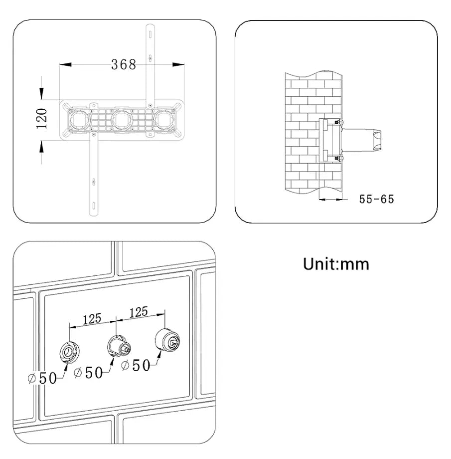 SaniSupreme Doucheset Grand Canyon 8 inch / 20cm regendouche rond 2 - weg zwart inbouw