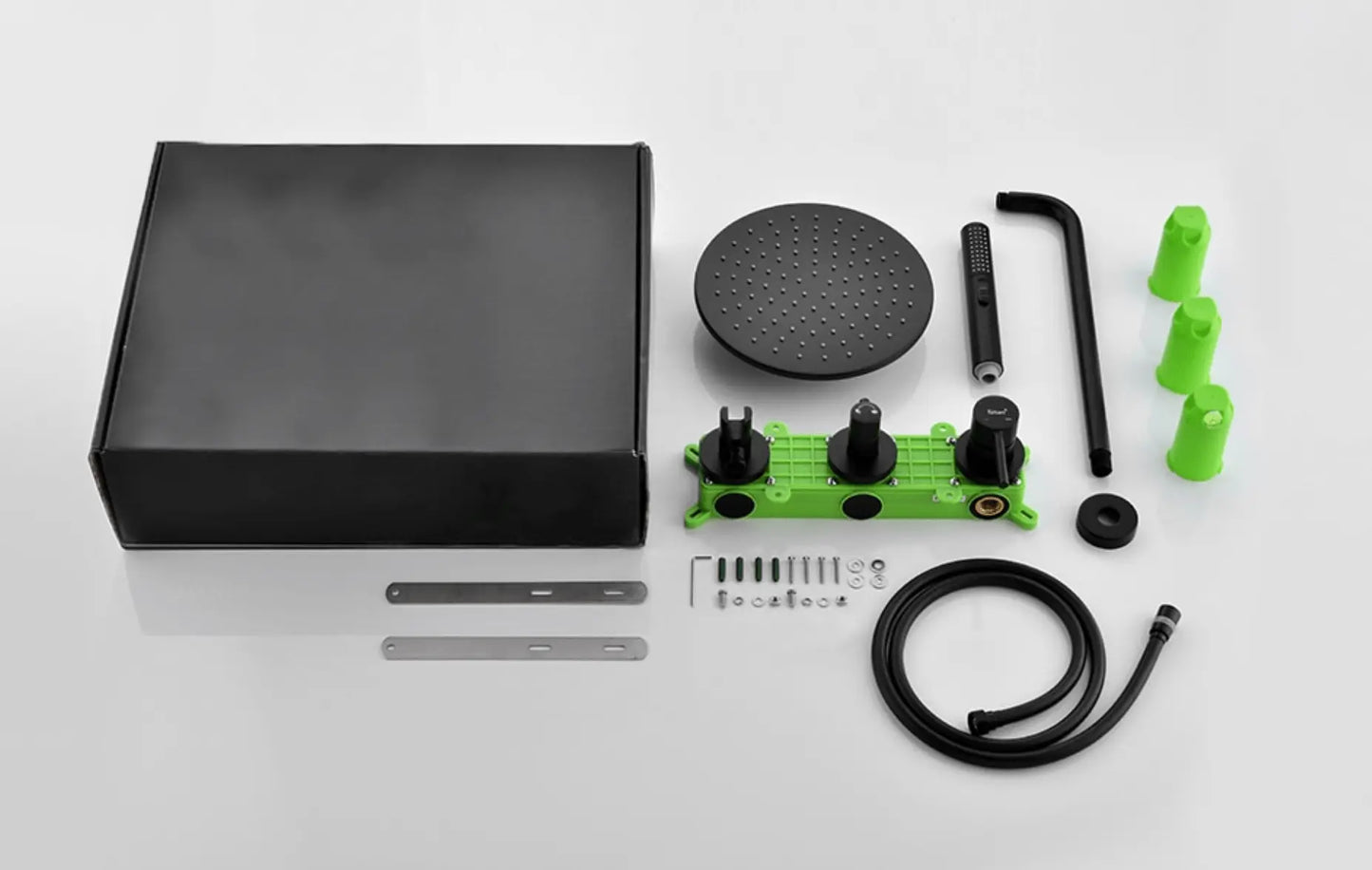 SaniSupreme Doucheset Grand Canyon 8 inch / 20cm regendouche rond 2 - weg zwart inbouw