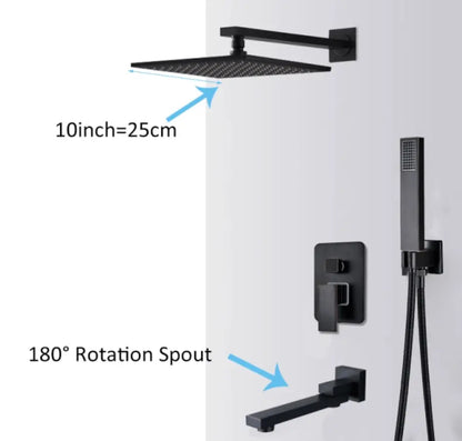SaniSupreme Doucheset Manhattan 10 inch regendouche vierkant 3 - weg zwart inbouw
