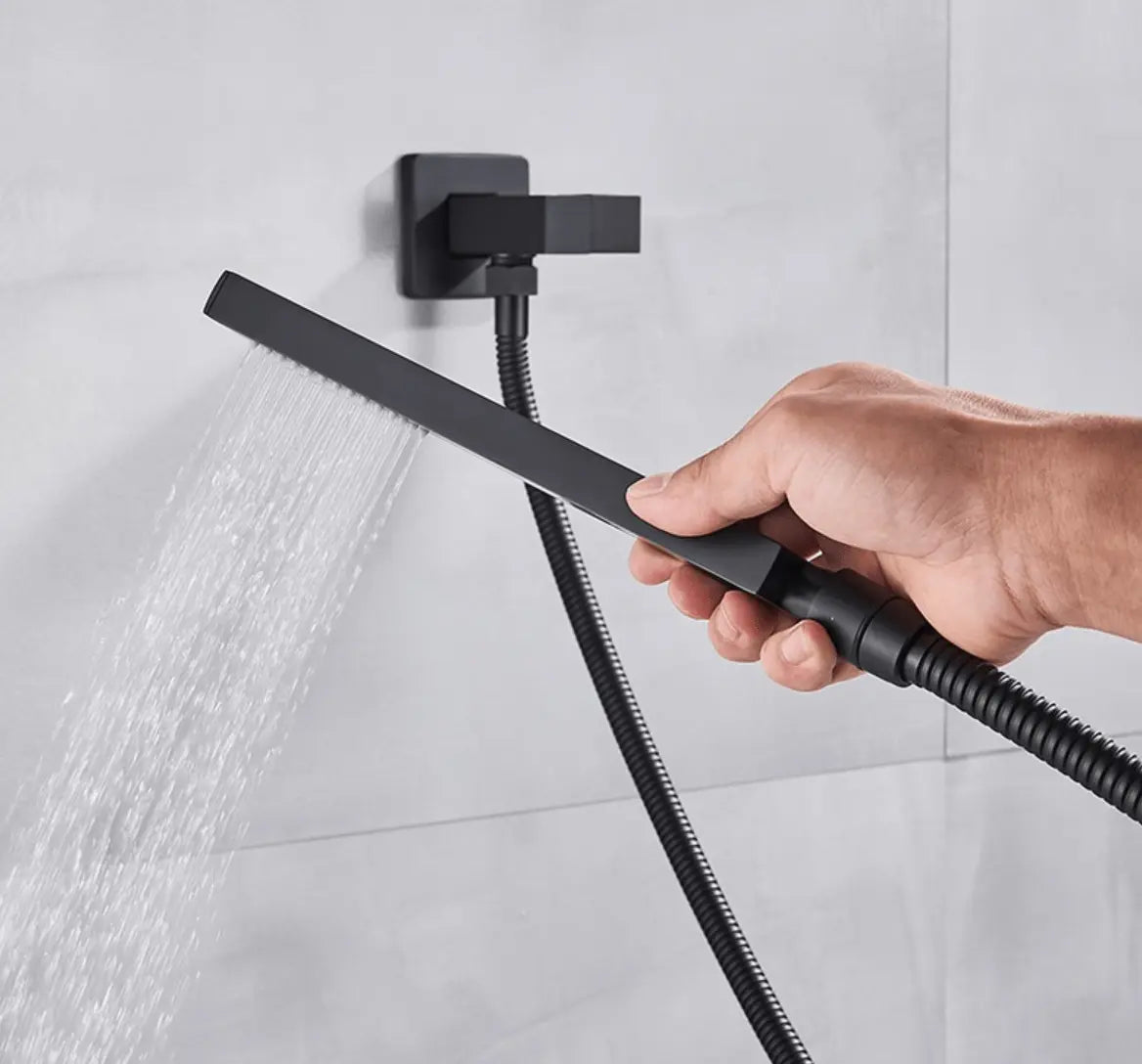 SaniSupreme Doucheset Manhattan 8 inch regendouche vierkant 3 - weg zwart inbouw