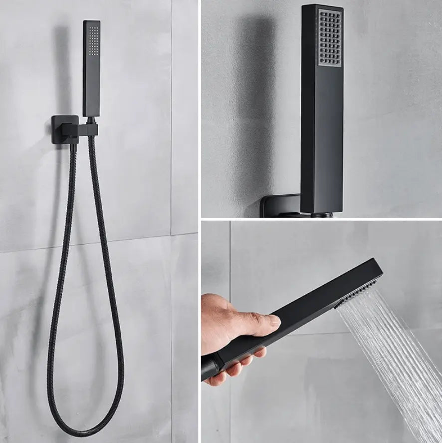 SaniSupreme Doucheset Manhattan 8 inch regendouche vierkant 3 - weg zwart inbouw