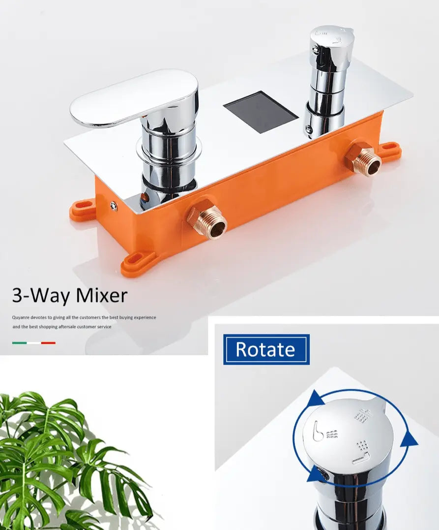 SaniSupreme Doucheset Manhattan Premium de Luxe LCD 10 inch regendouche vierkant 3 - weg chroom inbouw