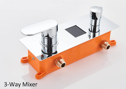 SaniSupreme Doucheset Manhattan Premium de Luxe LCD 10 inch regendouche vierkant 3 - weg chroom inbouw