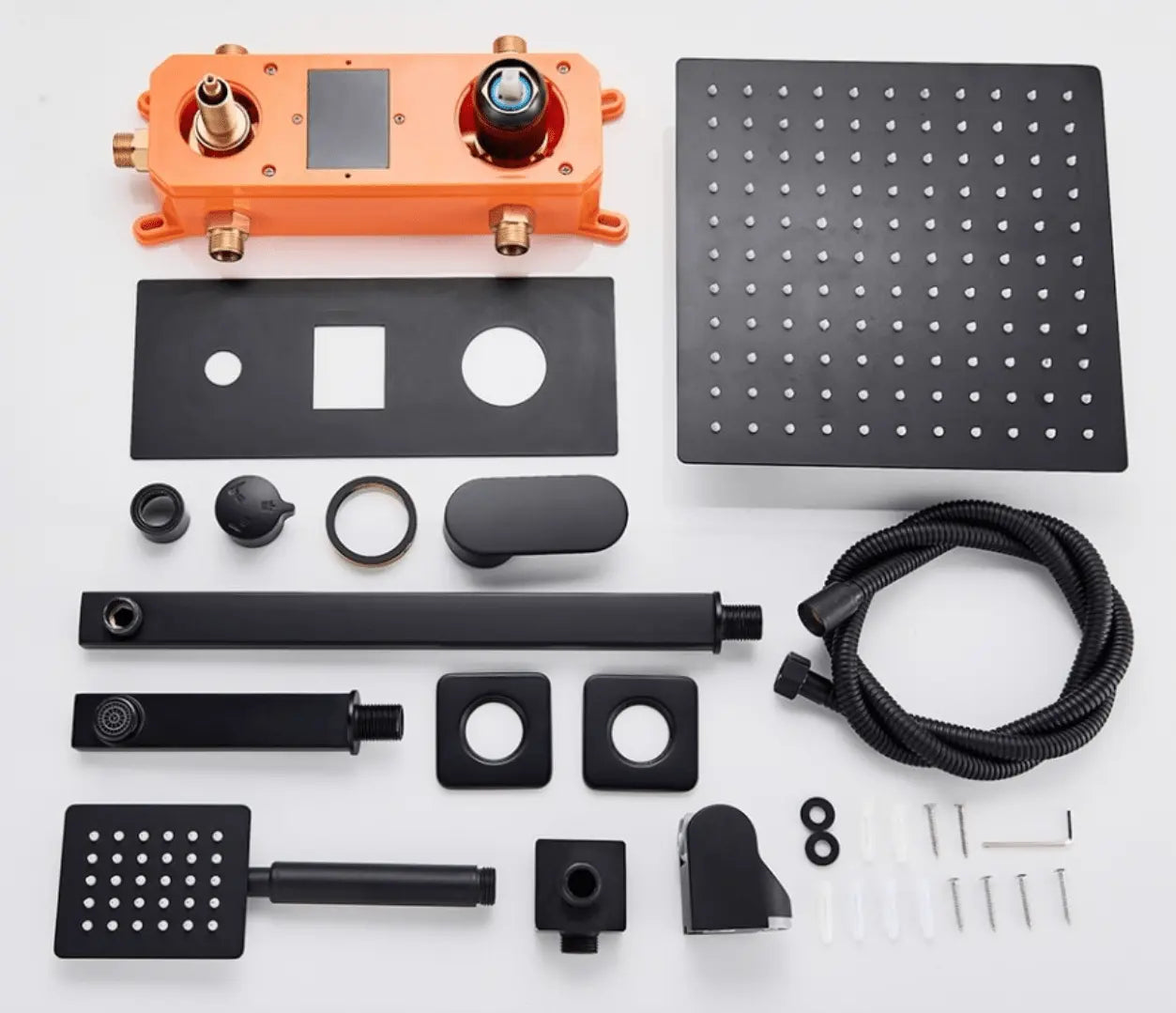 SaniSupreme Doucheset Manhattan Premium de Luxe LCD 12 inch regendouche vierkant 3 - weg zwart inbouw