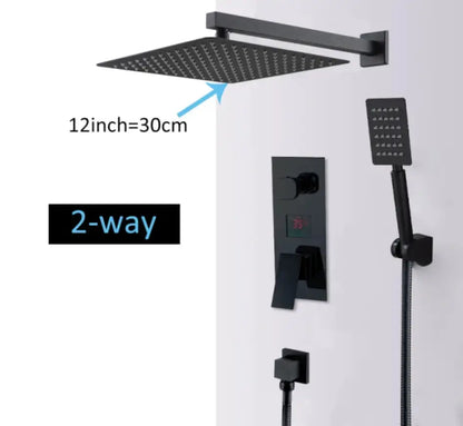 SaniSupreme Doucheset Manhattan Premium de Luxe LCD 16 inch regendouche vierkant 2 - weg zwart inbouw