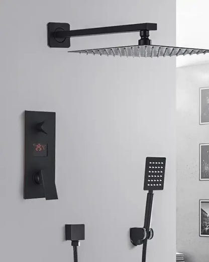 SaniSupreme Doucheset Manhattan Premium de Luxe LCD 8 inch regendouche vierkant 2 - weg zwart inbouw