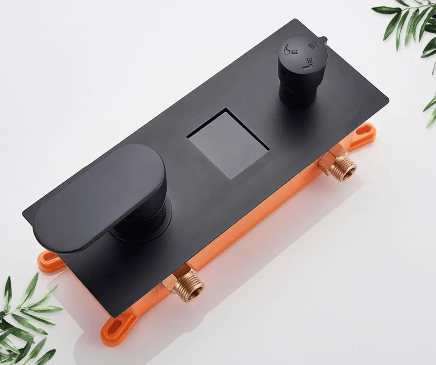 SaniSupreme Doucheset Manhattan Premium de Luxe LCD 8 inch regendouche vierkant 3 - weg zwart inbouw