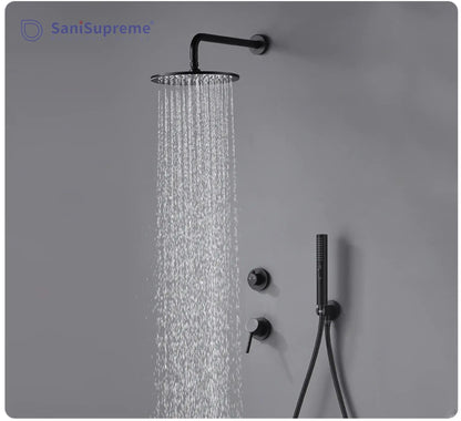 SaniSupreme® Doucheset Montana 10 inch / 25 cm regendouche rond 2 - weg zwart inbouw