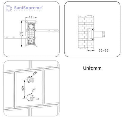 SaniSupreme® Doucheset Montana 10 inch / 25 cm regendouche rond 2 - weg zwart inbouw