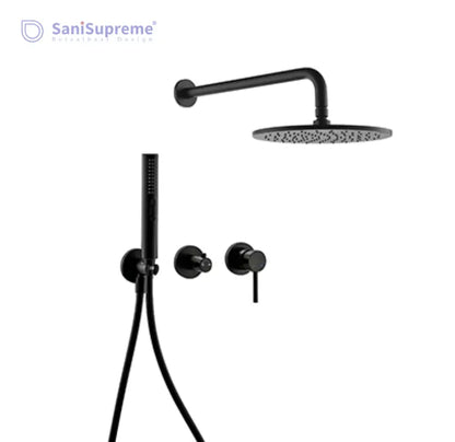 SaniSupreme® Doucheset Montana 12 inch / 30 cm regendouche rond 2 - weg zwart inbouw