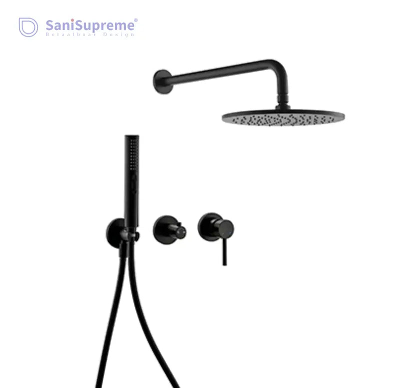 SaniSupreme® Doucheset Montana 8 inch / 20cm regendouche rond 2 - weg zwart inbouw
