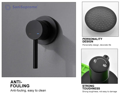 SaniSupreme® Doucheset Montana 8 inch / 20cm regendouche rond 2 - weg zwart inbouw