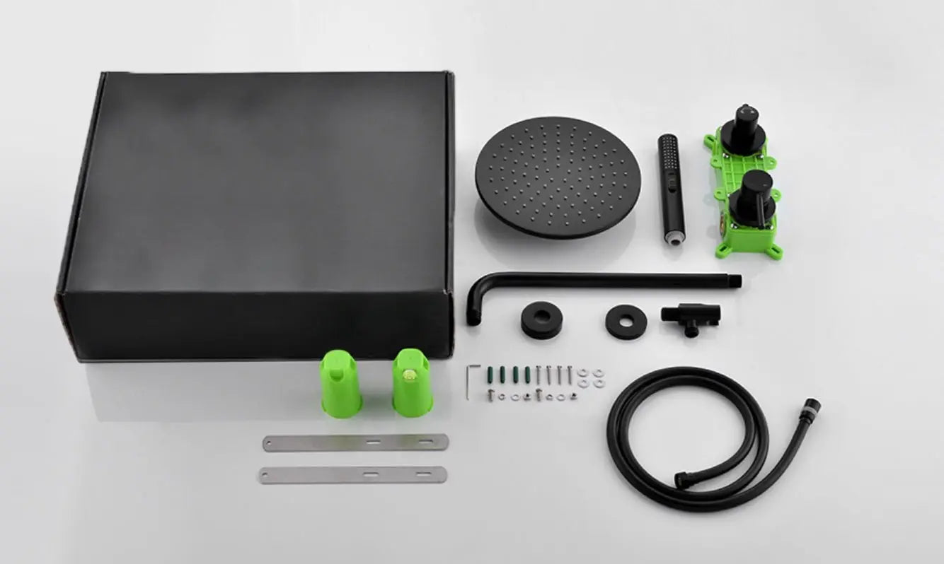 SaniSupreme® Doucheset Montana 8 inch / 20cm regendouche rond 2 - weg zwart inbouw