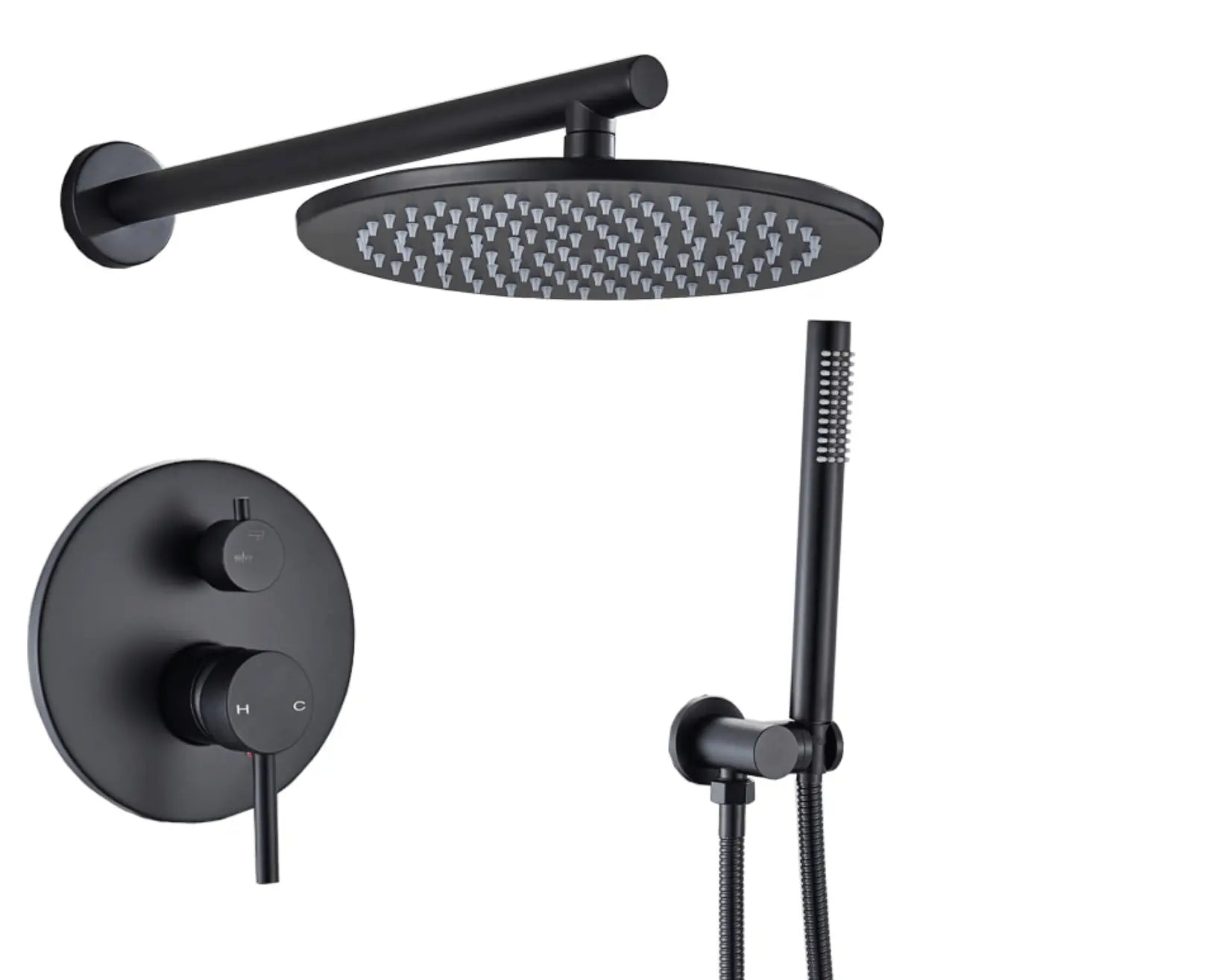 SaniSupreme® Doucheset Sacramento 20 cm. regendouche rond 2 - weg zwart inbouw