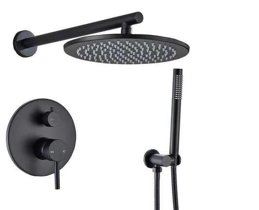 SaniSupreme® Doucheset Sacramento 20 cm. regendouche rond 2 - weg zwart inbouw