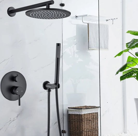 SaniSupreme® Doucheset Sacramento 20 cm. regendouche rond 2 - weg zwart inbouw