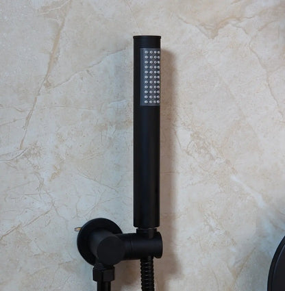 SaniSupreme® Doucheset Sacramento 20 cm. regendouche rond 2 - weg zwart inbouw