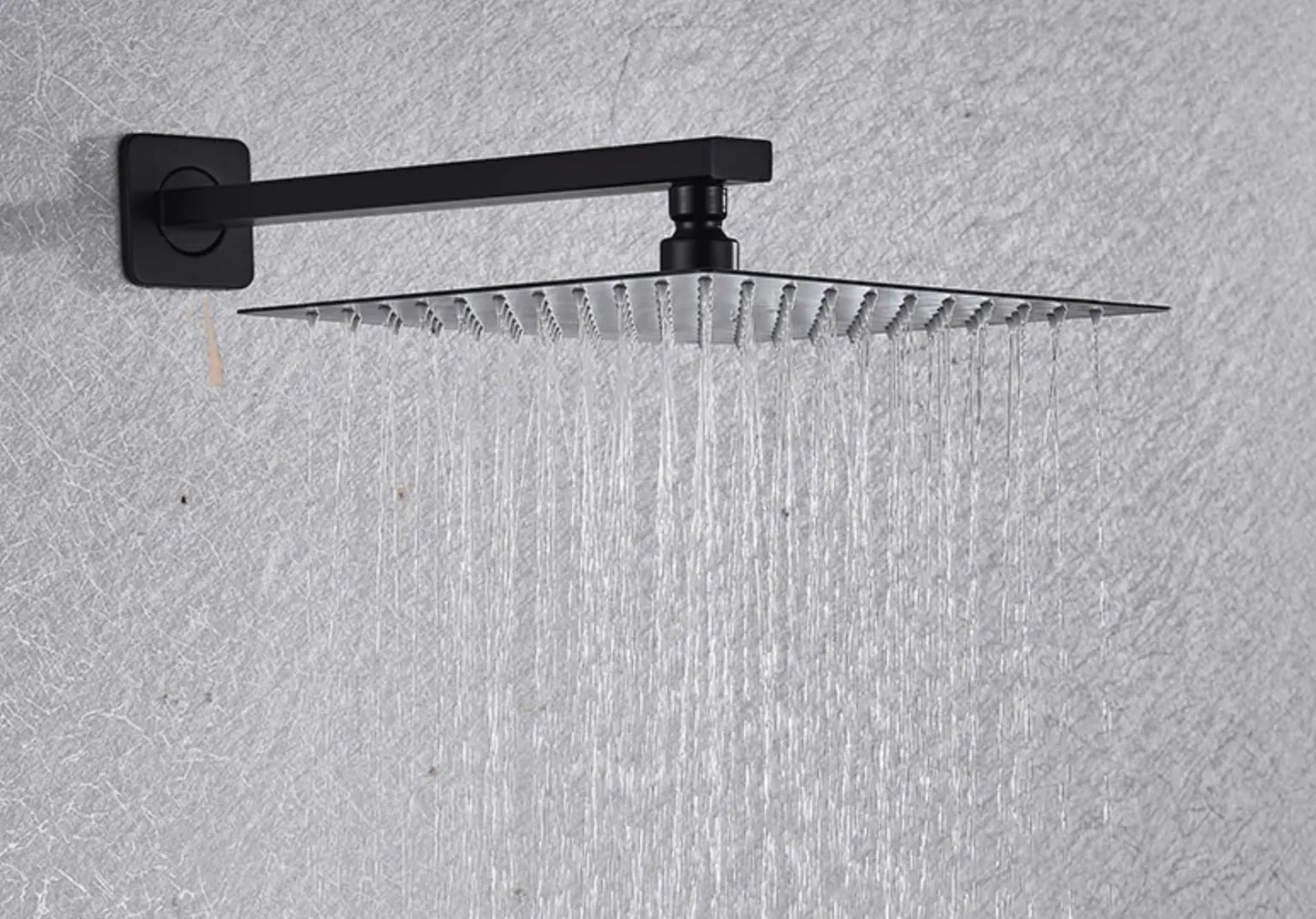 SaniSupreme® Doucheset Santiago 20 cm regendouche vierkant 2 - weg zwart inbouw