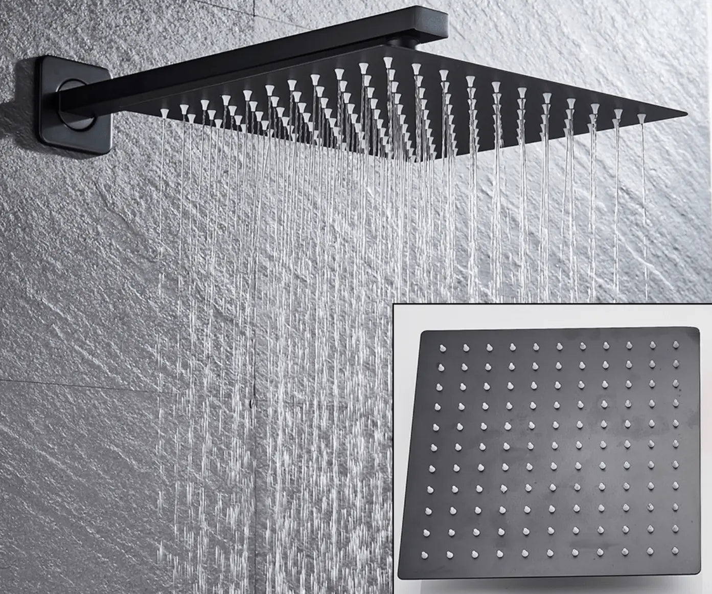 SaniSupreme® Doucheset Santiago 20 cm regendouche vierkant 2 - weg zwart inbouw