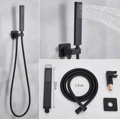 SaniSupreme® Doucheset Santiago 20 cm regendouche vierkant 2 - weg zwart inbouw