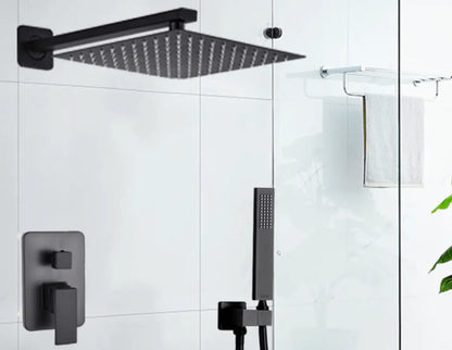 SaniSupreme® Doucheset Santiago 20 cm regendouche vierkant 2 - weg zwart inbouw