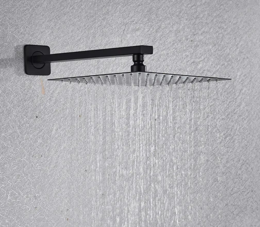 SaniSupreme® Doucheset Santiago 20 cm regendouche vierkant 2 - weg zwart inbouw